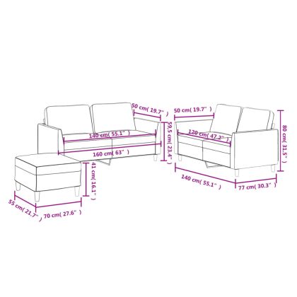 Комплект дивани 3 части с възглавници капучино изкуствена кожа
