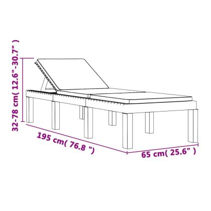 Шезлонг с възглавници, антрацит, PP