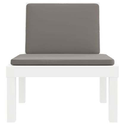 Шезлонг с възглавници, бял, PP