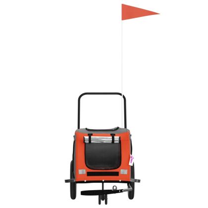 Ремарке за колело за любимци оранжев черен Оксфорд плат желязо