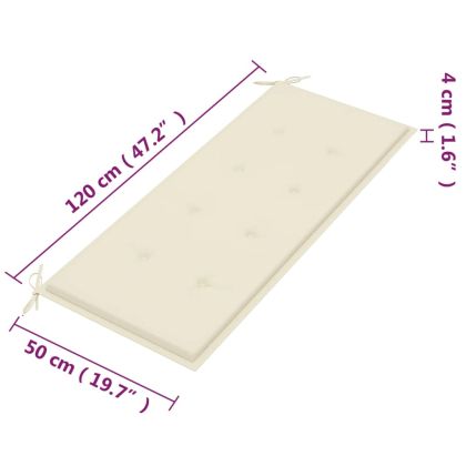 2-местна градинска пейка с възглавница, 120 cм, евкалипт масив