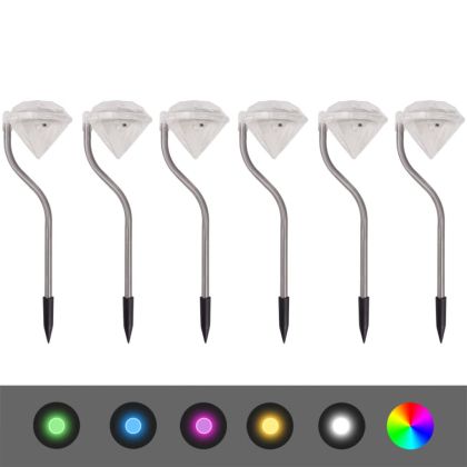 Соларни LED градински лампи 6 бр 9x7,8x29,5 см