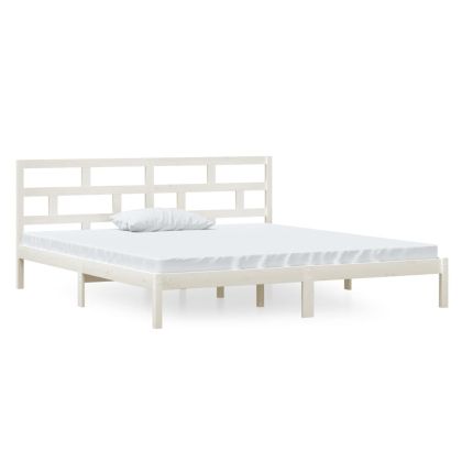 Рамка за легло, бяла, бор масив, 140x190 см