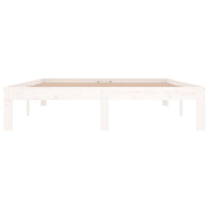 Рамка за легло, бяла, дърво масив, 135x190 cм, Double