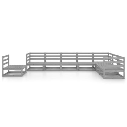 Градински лаундж комплект, 8 части, сив, бор масив