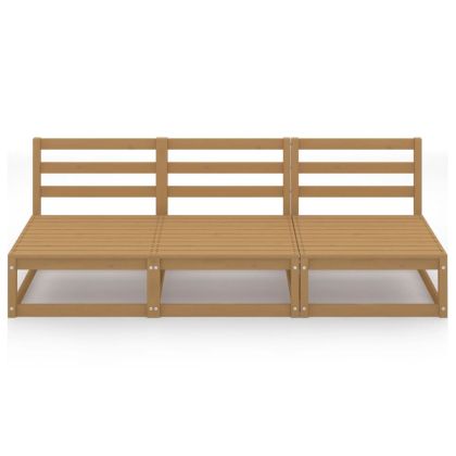 Градински 3-местен диван, меденокафяв, бор масив