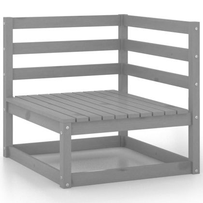 Градински лаундж комплект, 11 части, сив, бор масив