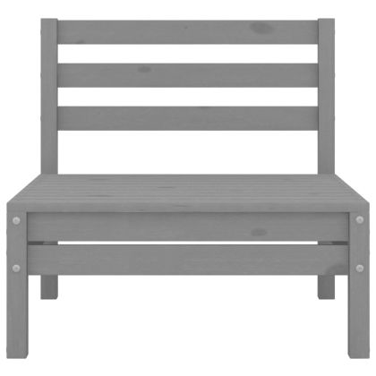 Градински лаундж комплект, 8 части, сив, бор масив