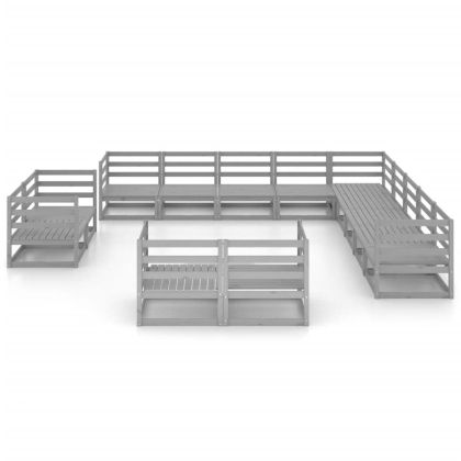 Градински лаундж комплект, 13 части, бор масив