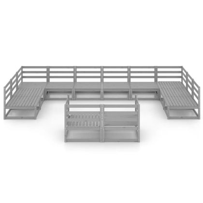 Градински лаундж комплект, 12 части, бор масив