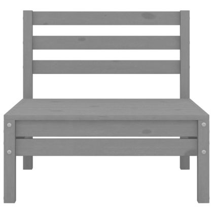 Градински лаундж комплект, 5 части, сив, бор масив