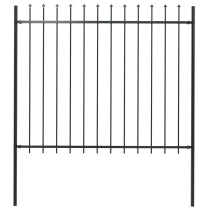 Градинска ограда с пики, стомана, 1,7x1,5 м, черна