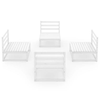 Градински лаундж комплект, 4 части, бял, бор масив