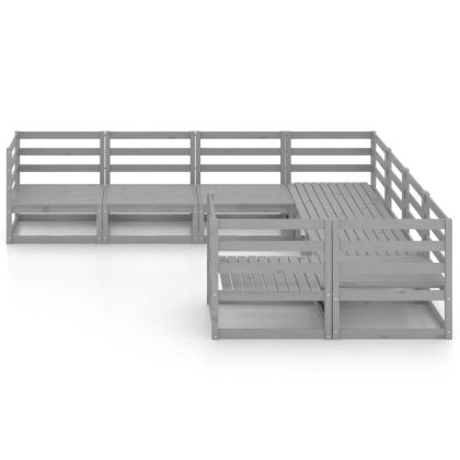 Градински лаундж комплект от 8 части, борово дърво масив