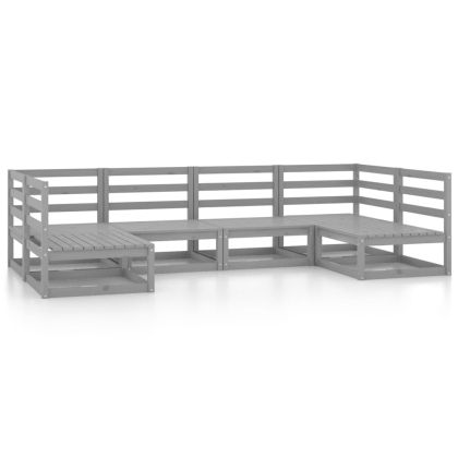 Градински лаундж комплект от 6 части, борово дърво масив