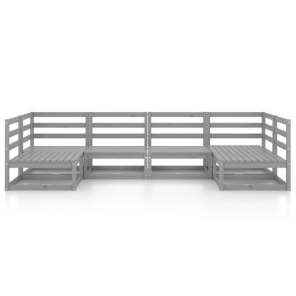 Градински лаундж комплект от 6 части, борово дърво масив