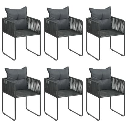 Градински трапезен комплект, 7 части, PVC ратан, черно-кафяв