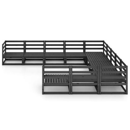 Градински лаундж комплект от 11 части, борово дърво масив