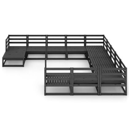 Градински лаундж комплект от 12 части, борово дърво масив