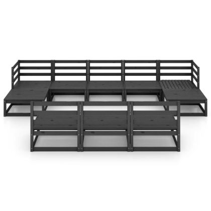 Градински лаундж комплект от 10 части, борово дърво масив