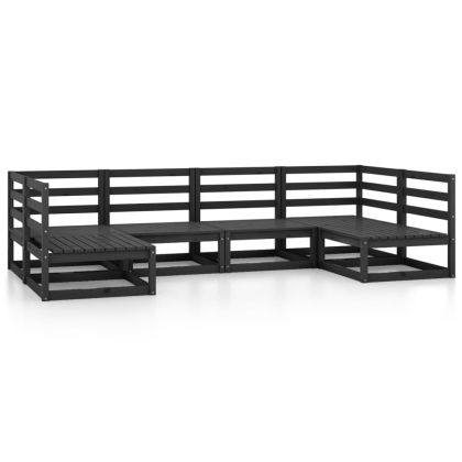 Градински лаундж комплект от 6 части, борово дърво масив