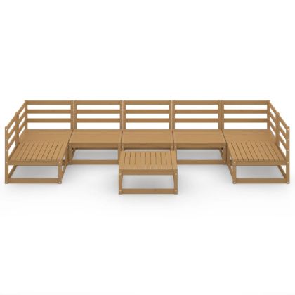 Градински лаундж комплект от 8 части, борово дърво масив