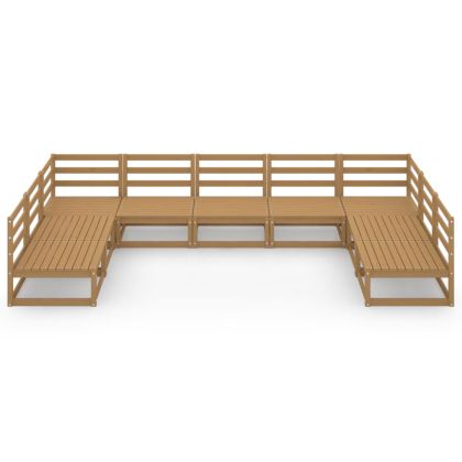 Градински лаундж комплект от 9 части, борово дърво масив