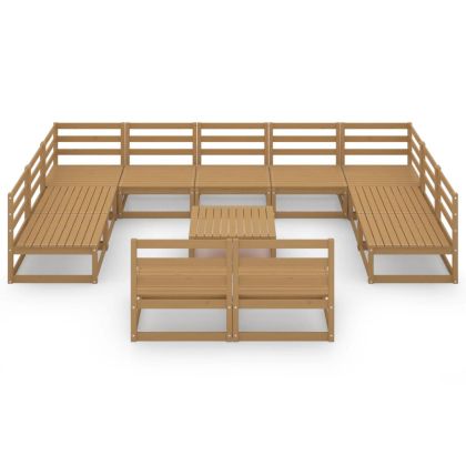 Градински лаундж комплект от 12 части, борово дърво масив