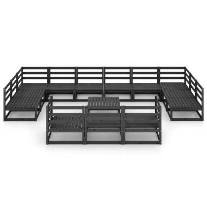 Градински лаундж комплект от 14 части, борово дърво масив