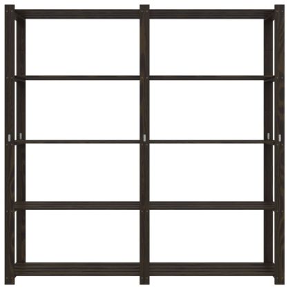 5-етажен стелаж за съхранение, черен, 170x38x170 см, бор масив