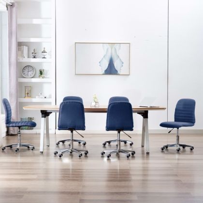Трапезни столове, 6 бр, сини, текстил