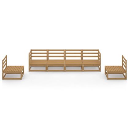 Градински лаундж комплект, 6 части, меденокафяв, бор масив