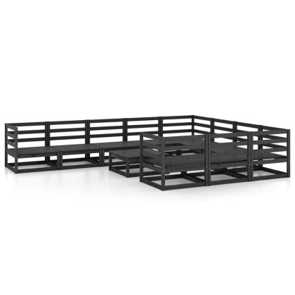 Градински лаундж комплект от 11 части, борово дърво масив