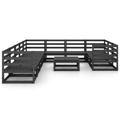 Градински лаундж комплект от 11 части, борово дърво масив