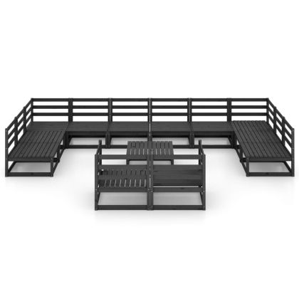 Градински лаундж комплект от 13 части, борово дърво масив