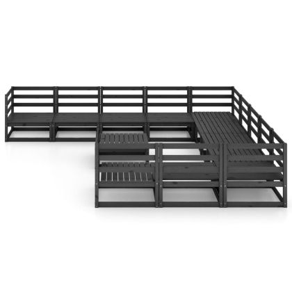 Градински лаундж комплект от 12 части, борово дърво масив