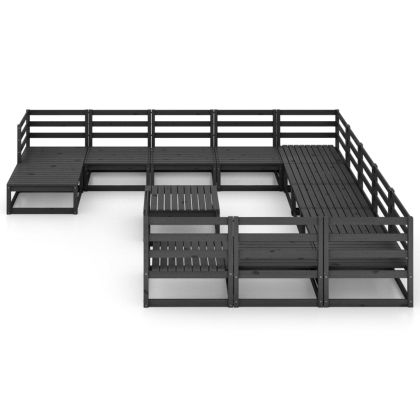 Градински лаундж комплект от 13 части, борово дърво масив