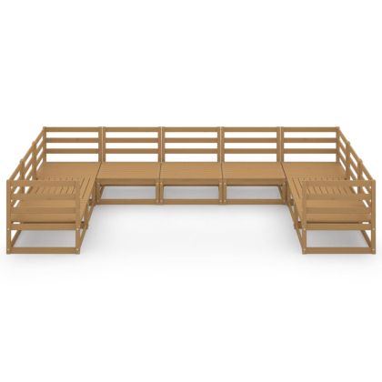 Градински лаундж комплект от 9 части, борово дърво масив