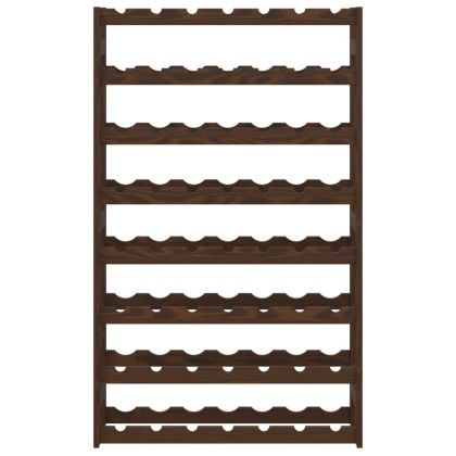 Стойка за вино за 56 бутилки, кафява, бор масив