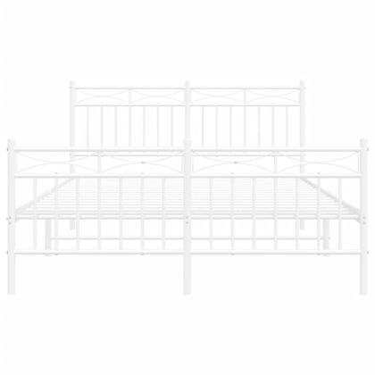 Метална рамка за легло с горна и долна табла, бяла, 140x190 см