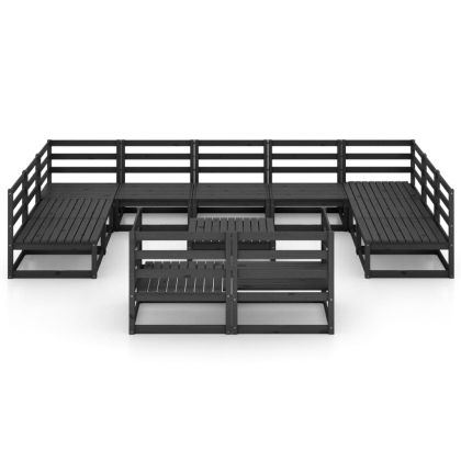 Градински лаундж комплект от 12 части, борово дърво масив