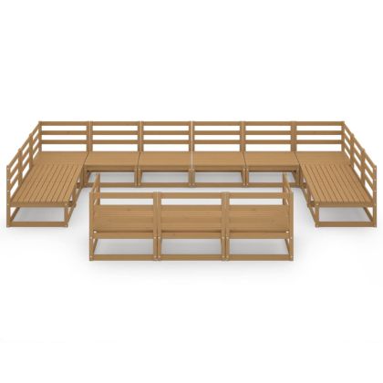 Градински лаундж комплект от 13 части, борово дърво масив