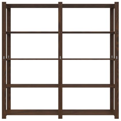 5-етажен стелаж за съхранение, кафяв, 170x38x170 см, бор масив