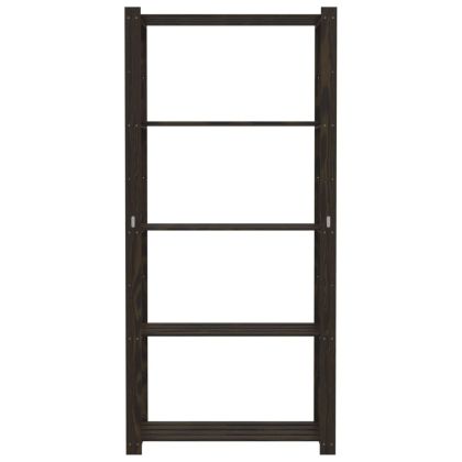 5-етажен стелаж за съхранение, черен, 80x38x170см, бор масив