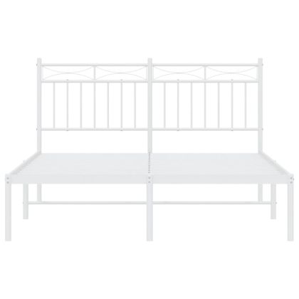 Метална рамка за легло с горна табла, бяла, 140x200 см