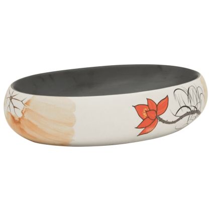 Мивка за плот, многоцветна, овална, 59x40x15 см, керамика