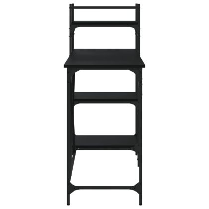 Компютърно бюро с рафтове черно 120x47x109 см