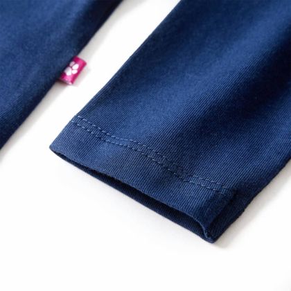 Детска тениска с дълъг ръкав, тъмносиня, 92