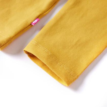 Детска тениска с дълъг ръкав, тъмна охра, 92