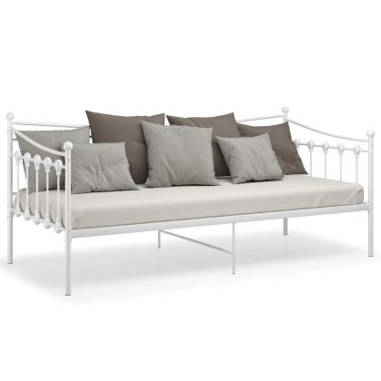 Рамка за легло, разтегателен диван, бяла, метал, 90x200 см